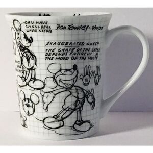 Disney Mickey Mouse Mug All Over Sketch Book Print Coffee Cup Ceramic White